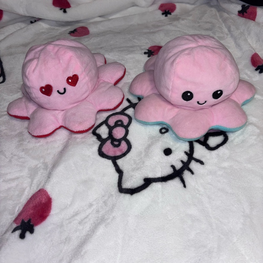 Pink Plush Flippable Octopus Plush Set